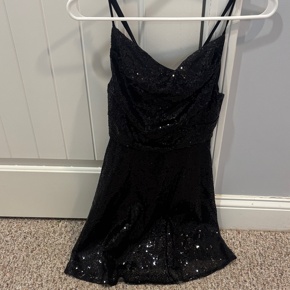 Black Sequin Mini Dress